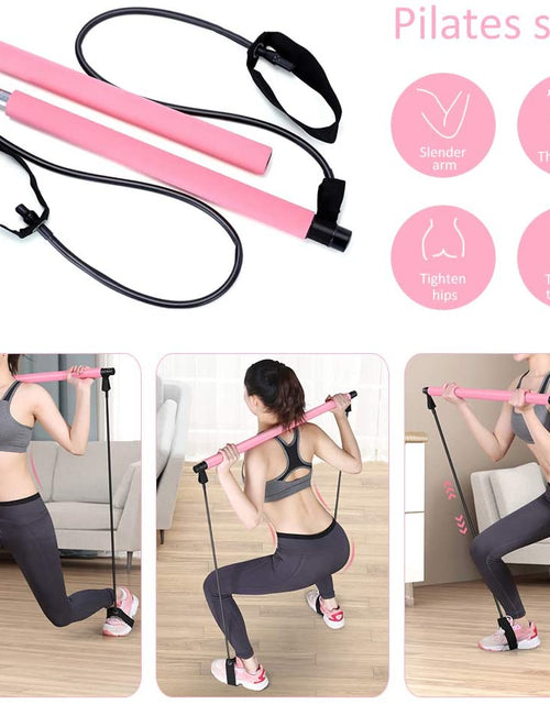 Load image into Gallery viewer, Adjustable Pilates Bar Kit Resistance Band Exercise Stick Toning Gym
