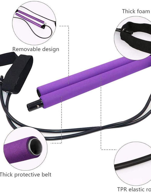 Load image into Gallery viewer, Adjustable Pilates Bar Kit Resistance Band Exercise Stick Toning Gym
