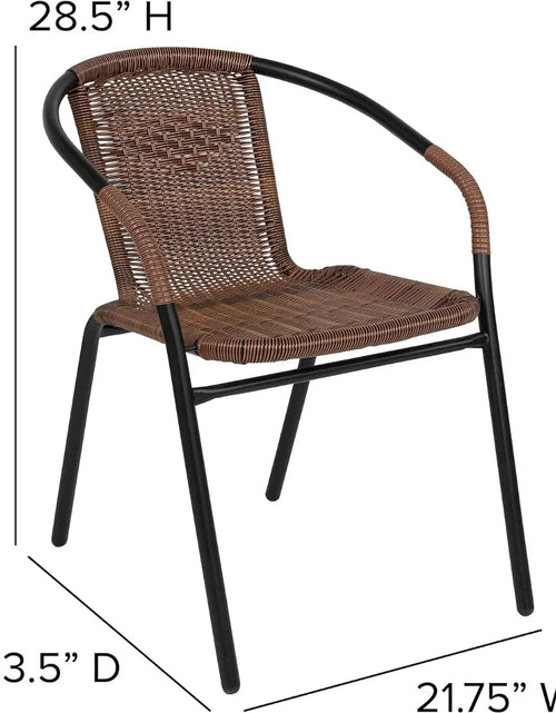 Load image into Gallery viewer, 4 Pack Medium Brown Rattan Indoor-Outdoor Restaurant Stack Chair | Versatile and Stylish Seating
