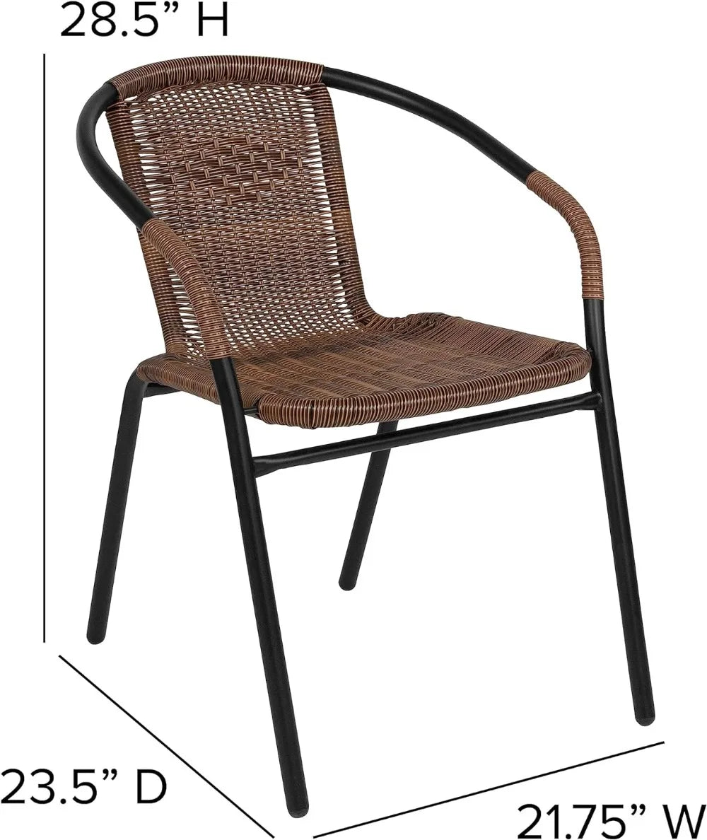 4 Pack Medium Brown Rattan Indoor-Outdoor Restaurant Stack Chair | Versatile and Stylish Seating