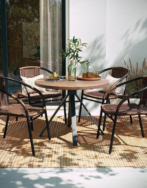 Load image into Gallery viewer, 4 Pack Medium Brown Rattan Indoor-Outdoor Restaurant Stack Chair | Versatile and Stylish Seating
